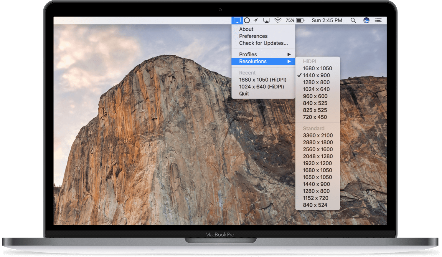 how to change display resolution mac